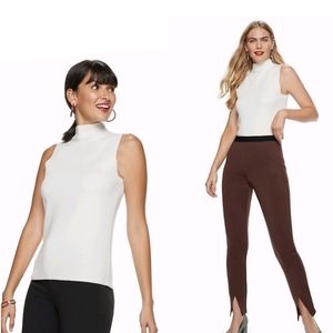 ❤ Nine West Mockneck Fitted Sleeveless Sweater